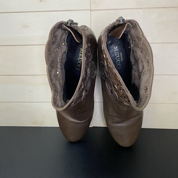 Sesto Meucci Tacca Booties Women's Size 8 Shoes M Brown Leather Zip Boots Floral - Picture 9 of 12